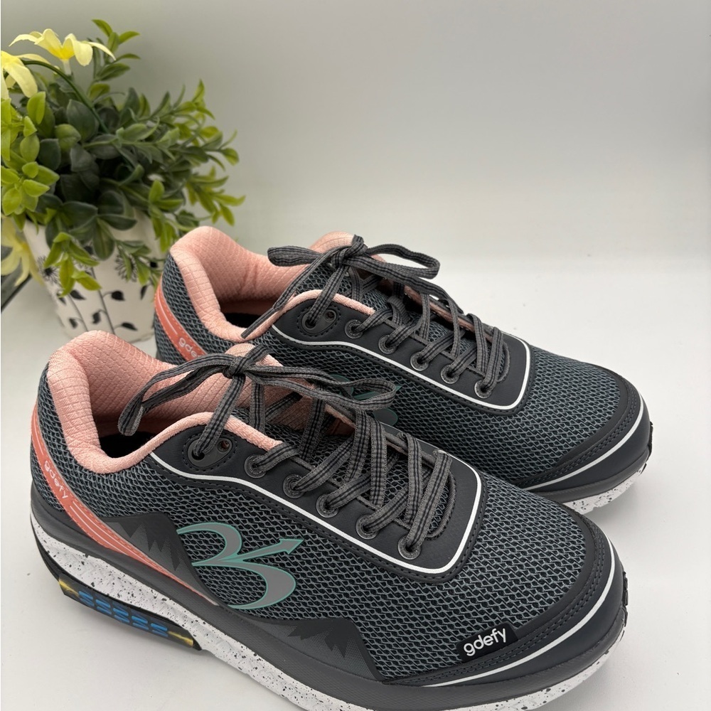 Gdefy Women's Charcoal and Coral Sneakers